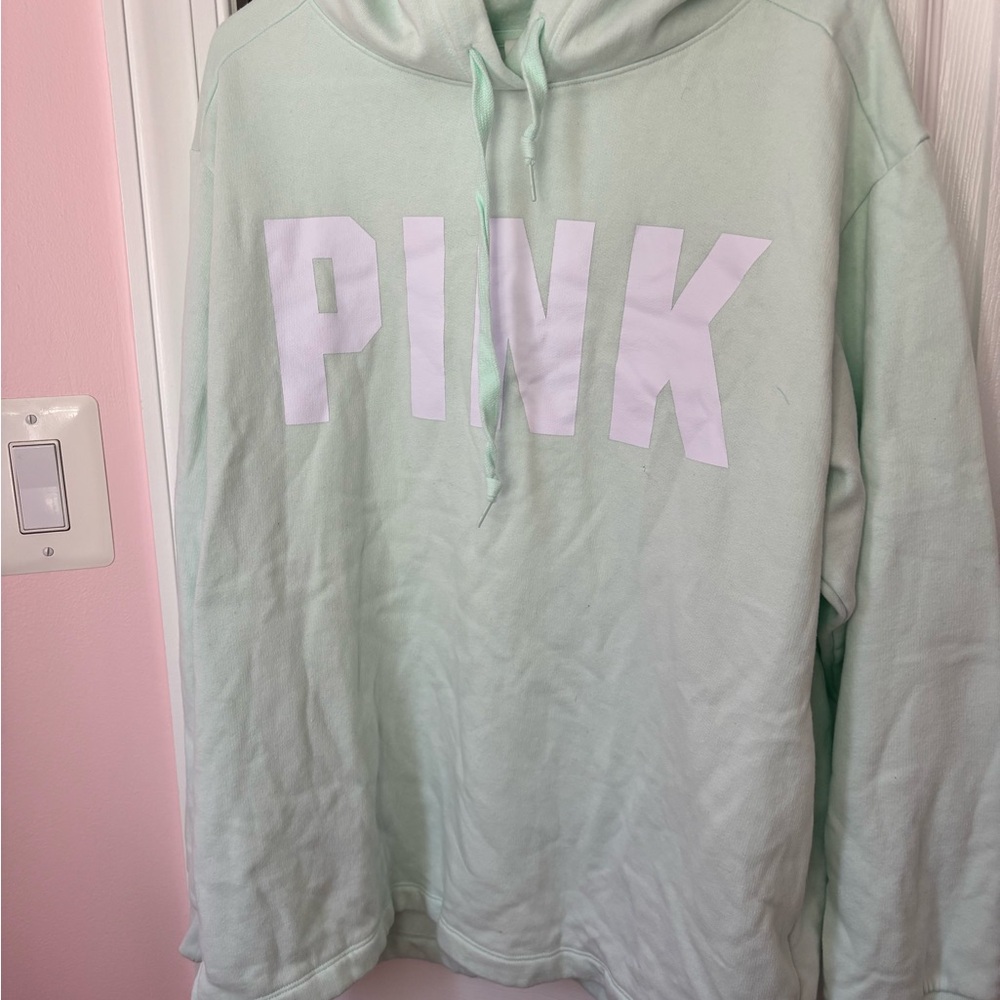 PINK Turquoise Pull Over Hoodie